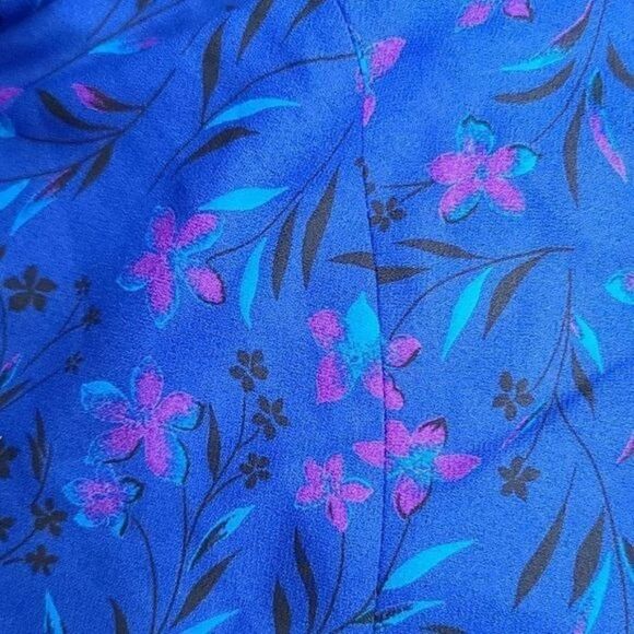 Vintage 90s Dark Botanical Cottagecore Purple Leslie Fay Blouson Jacket - Picture 13 of 13